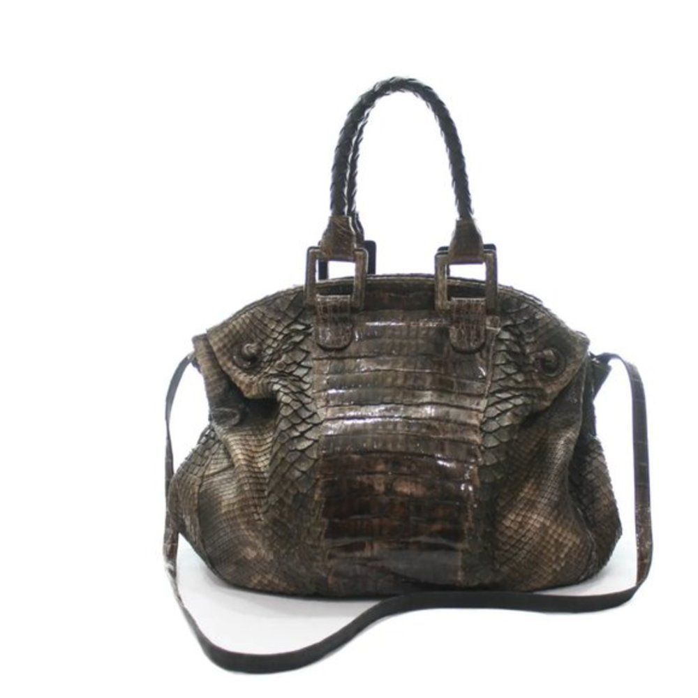 CARLOS FALCHI Caiman Crocodile & Python Oversized Shoulder Bag - Picture 4 of 10